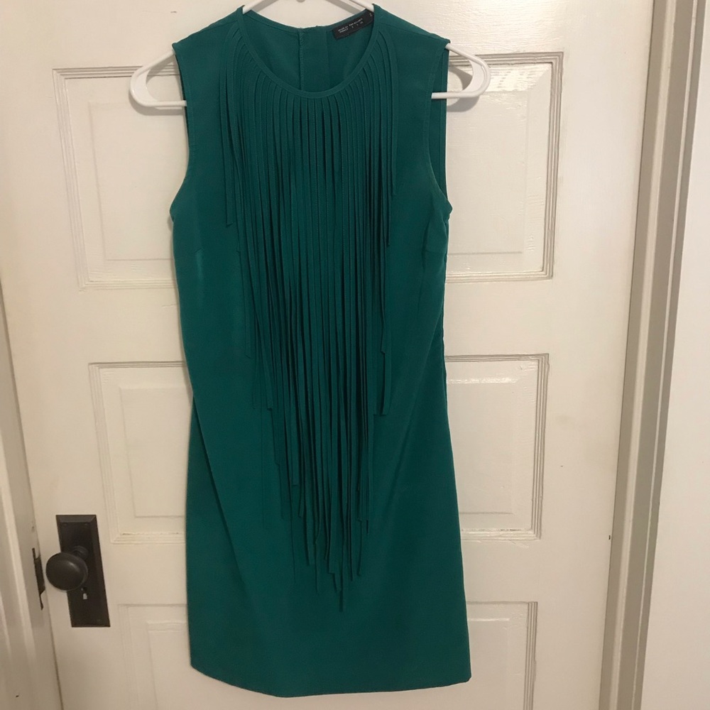 Zara green tassel dress
